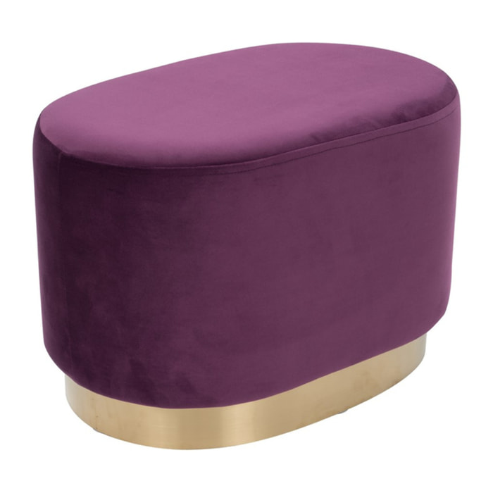 Pouf ovale Nano in velluto blu con base dorata