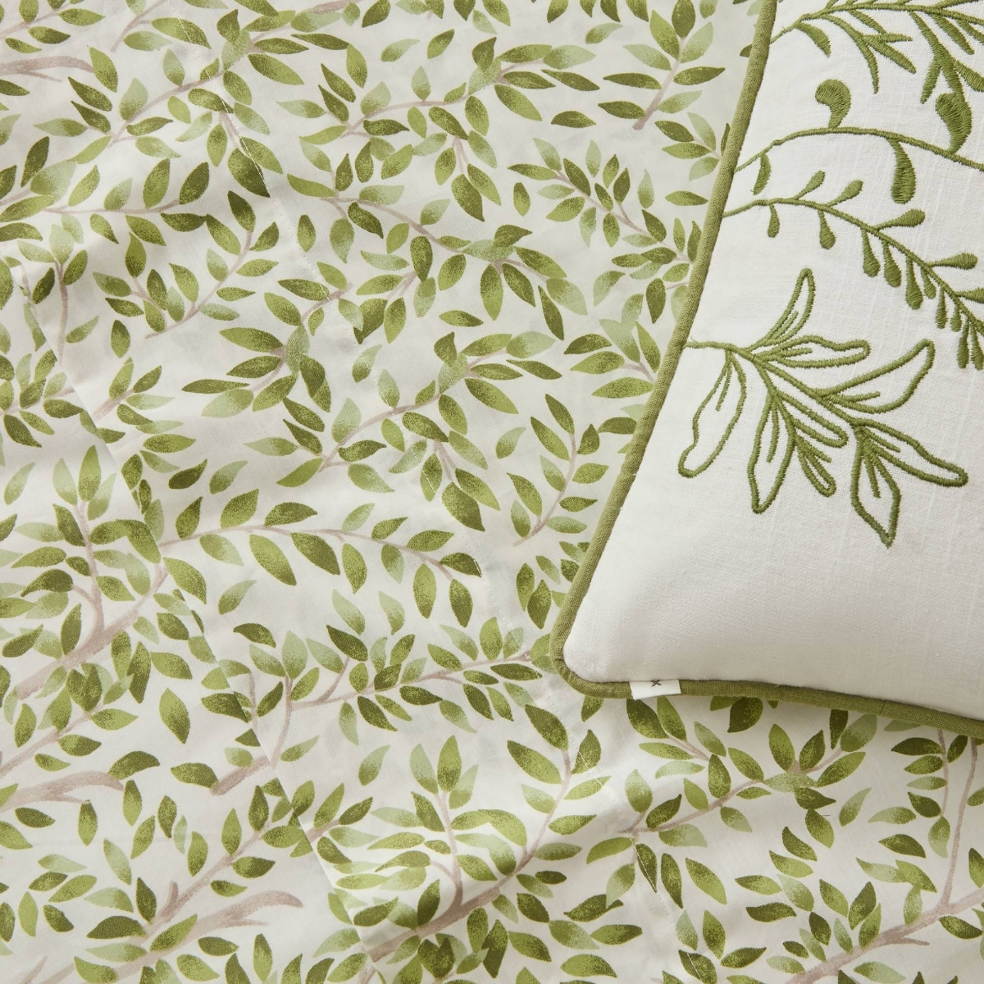 Sábana algodón hojas Grama color verde