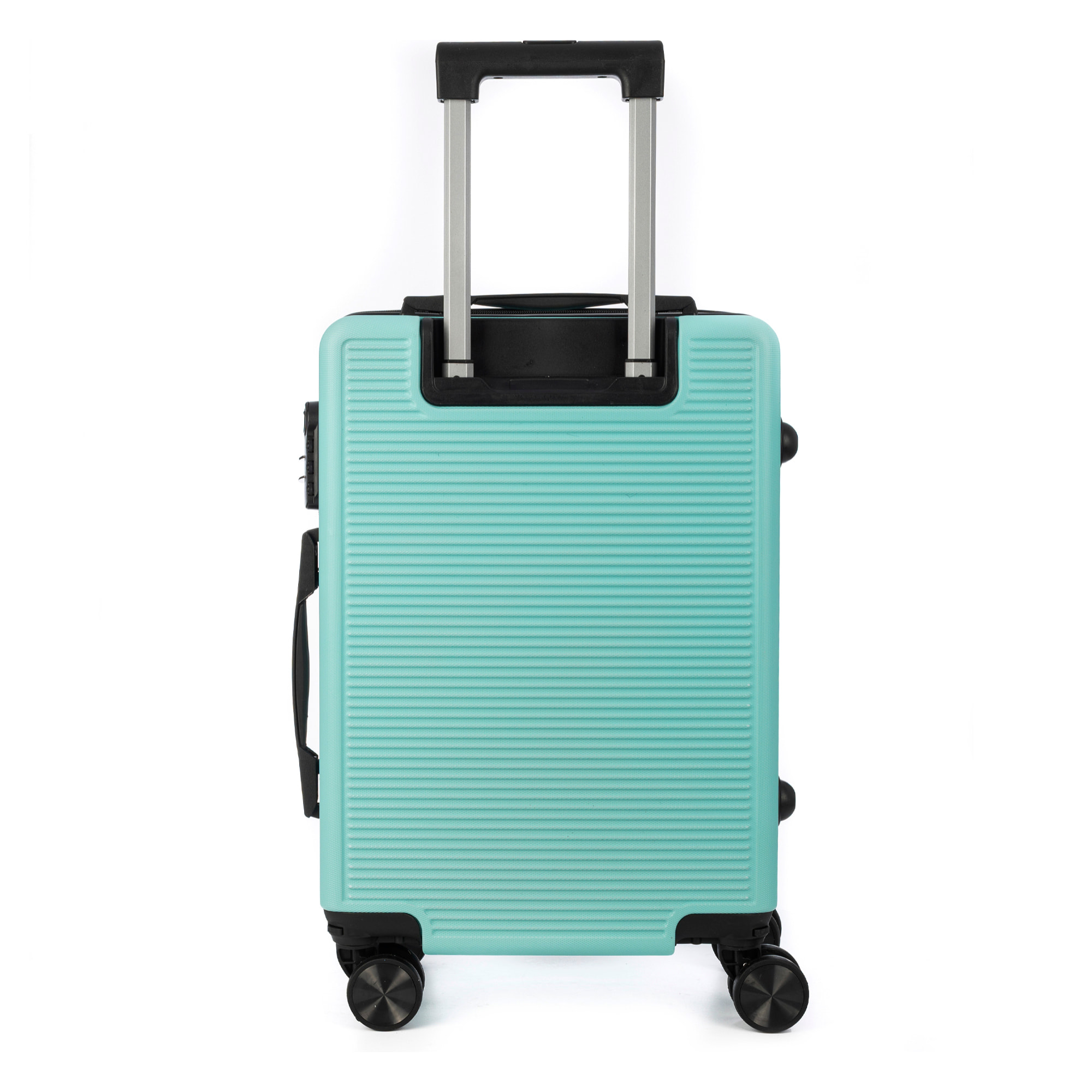 DAM Juego de 3 maletas Trolley, en material ligero ABS de alta resistencia. Cerradura numérica y 4 ruedas dobles extraíbles y giratorias 360°. 50x29x76 Cm. Color: Verde Aguamarina