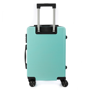 DAM Juego de 3 maletas Trolley, en material ligero ABS de alta resistencia. Cerradura numérica y 4 ruedas dobles extraíbles y giratorias 360°. 50x29x76 Cm. Color: Verde Aguamarina