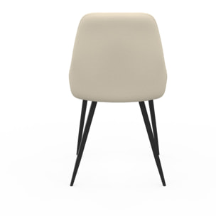 Chaises Ornella tissu beige pieds métal noirs - lot de 2