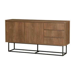 Consolle Kuwait, Tavolo multiuso, Mobiletto d'appoggio, Scrivania da corridoio, 140x36h72 cm, Noce e Nero
