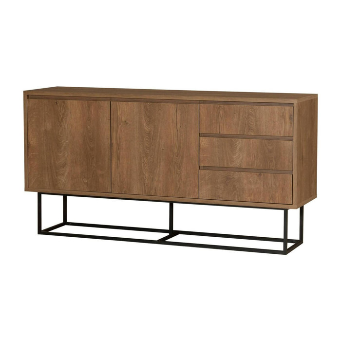 Consolle Kuwait, Tavolo multiuso, Mobiletto d'appoggio, Scrivania da corridoio, 140x36h72 cm, Noce e Nero