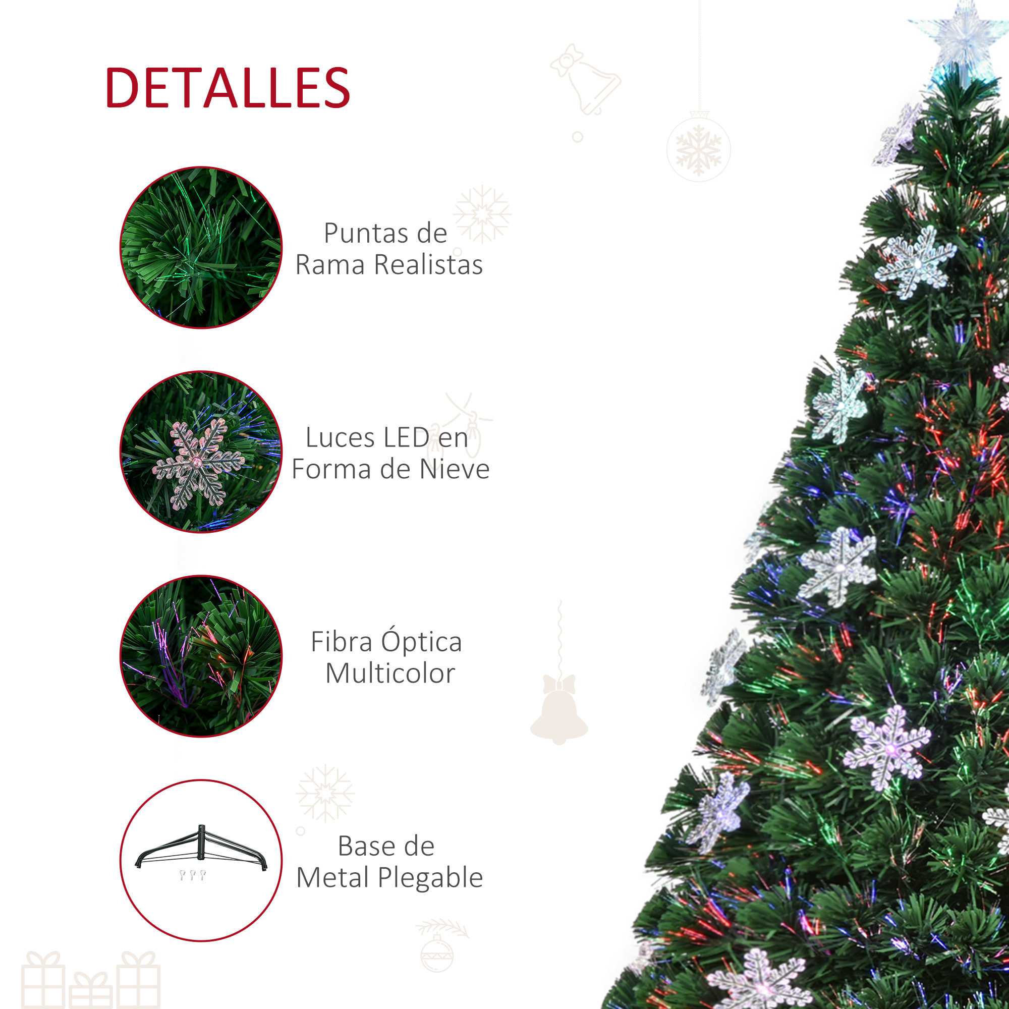 Árbol de Navidad Medidas 120/150/180/210cm DECORACIÓN INCLUÃDA Abeto Navidades