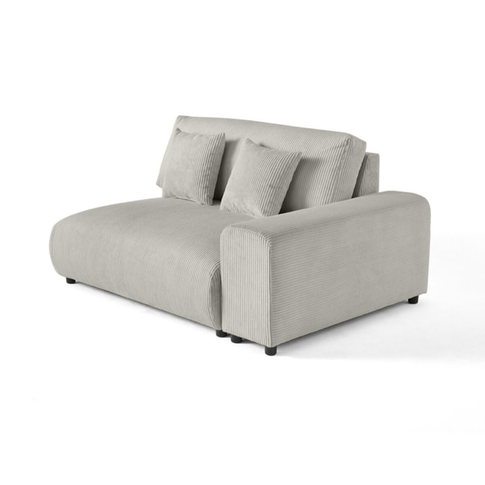 Garance - module d'assise 2 places avec accoudoir droit - en velours côtelé - Gris clair