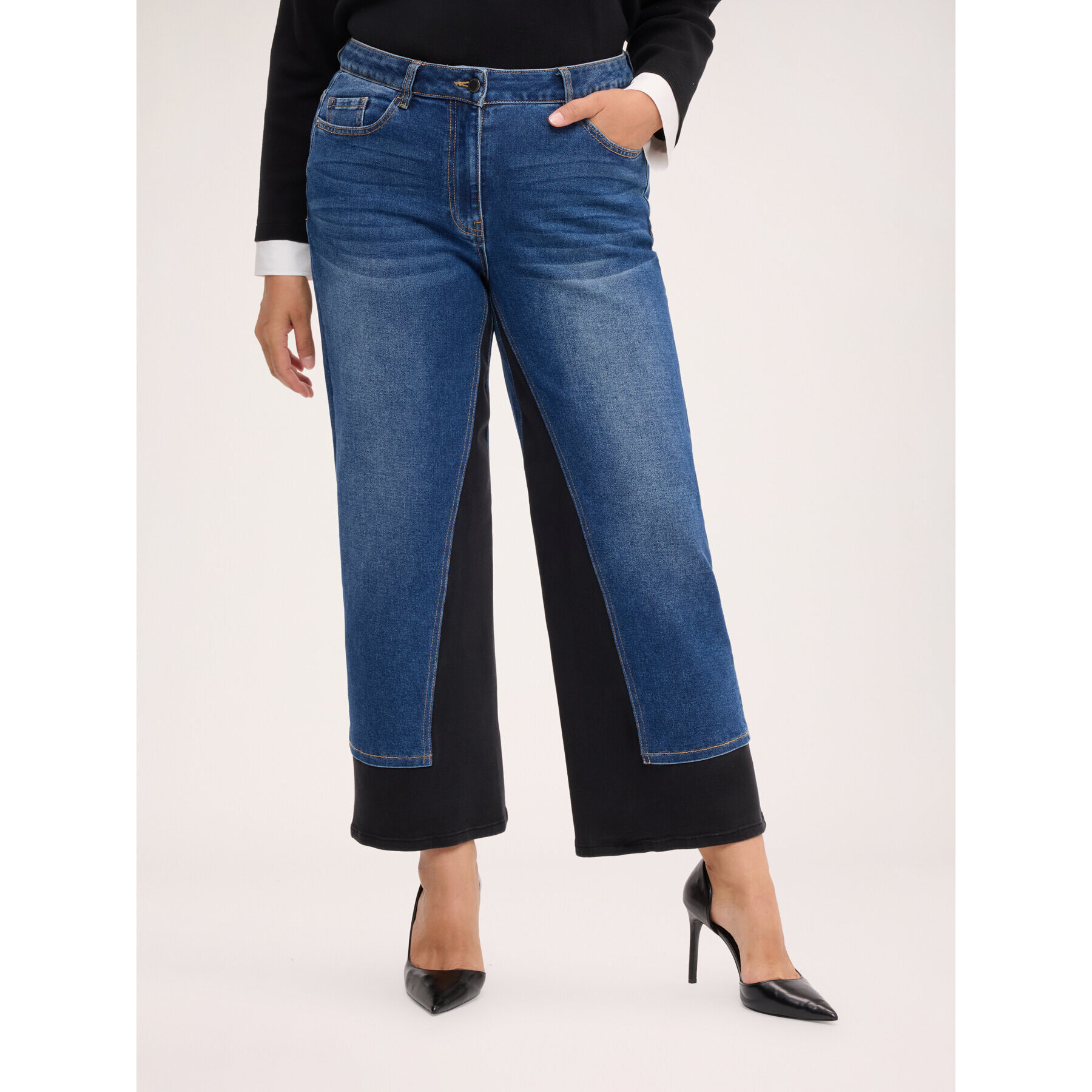 Fiorella Rubino - Jeans Cropped con detalle bicolor - Azul