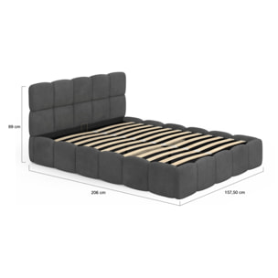 Lit coffre Bubble 140x190cm velours gris