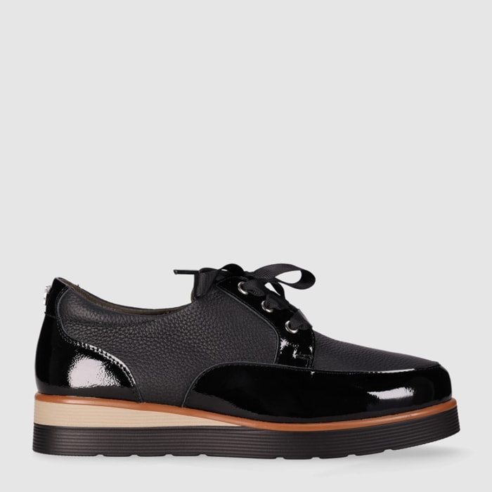 Zapatos de Piel - Negro - Tacón: Bajo