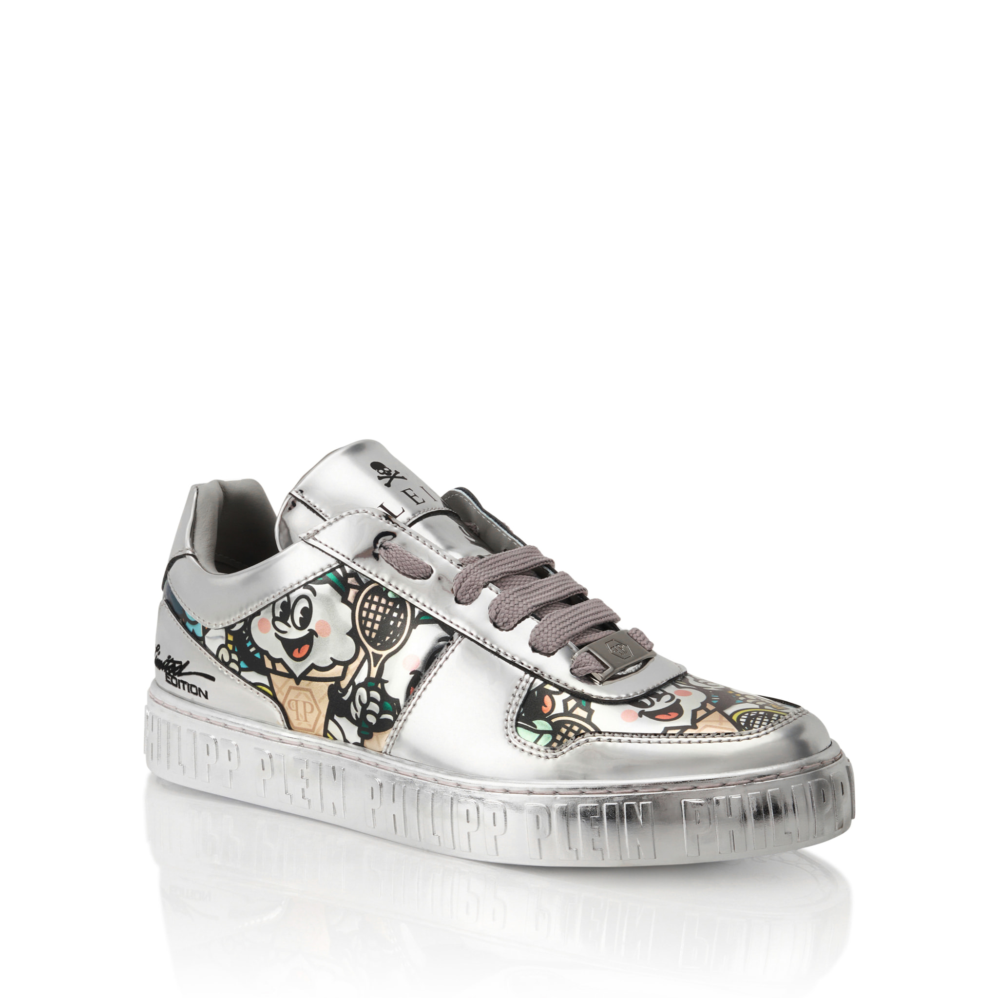 PHILIPP PLEIN Mirror Leather Sneakers 3D Ice Cream