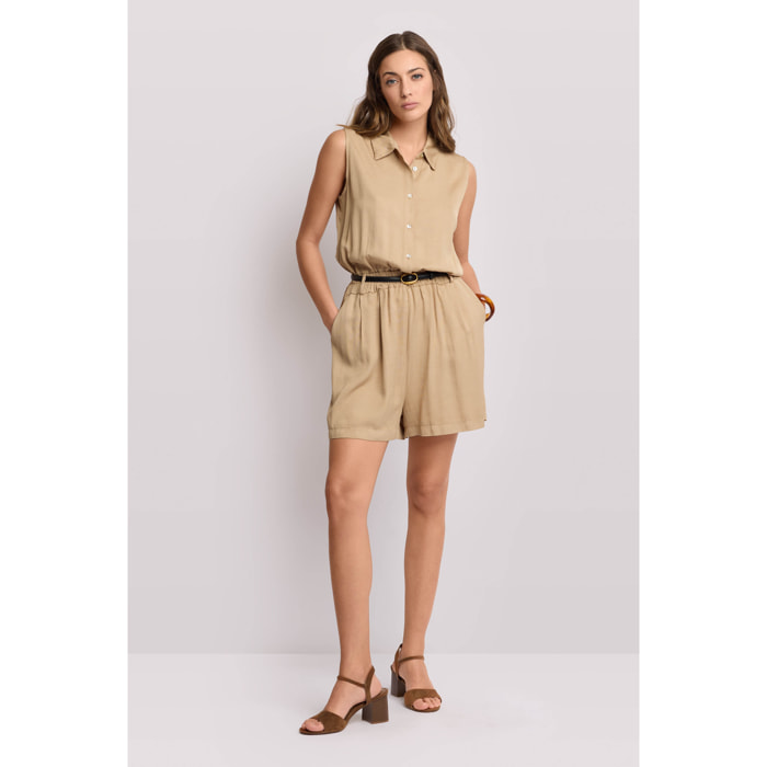 Kocca - Tuta corta con colletto a camicia Donna, Tinta unita, Colletto di camicia