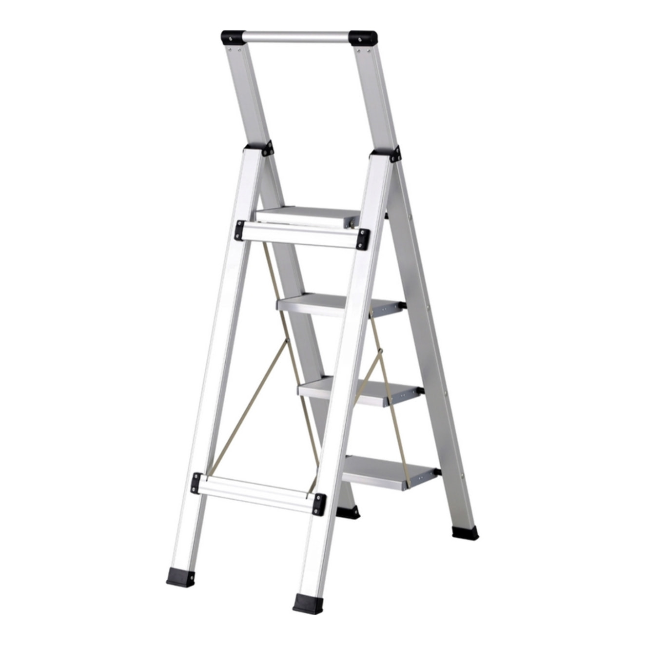 Scala piatta 4 Gradini in alluminio galvanizzato antiscivolo portata 150 kg