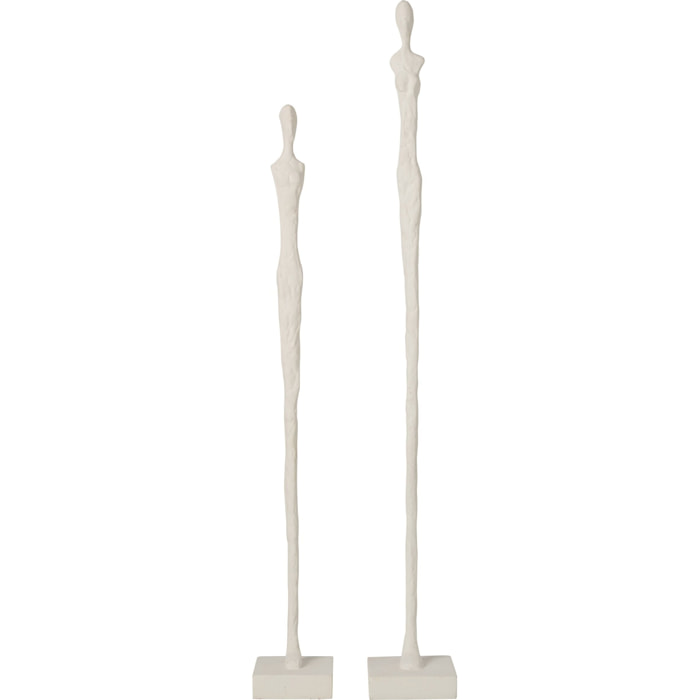 J-Line Set de 2 personnes sur base abstraites - polyrésine - blanc