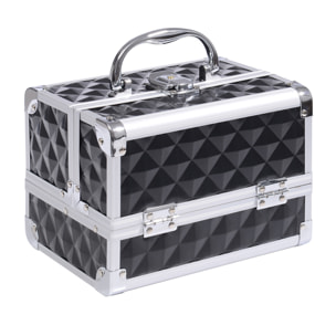 Mallette à maquillage - coffre à cosmétiques - rangement produits de beauté - poignée serrure alu. plastique noir