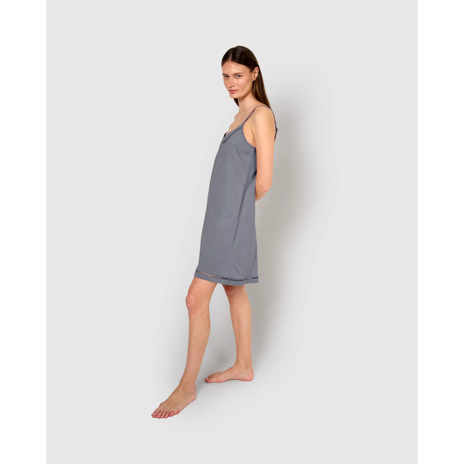 Camisón corto tirantes vainica azul