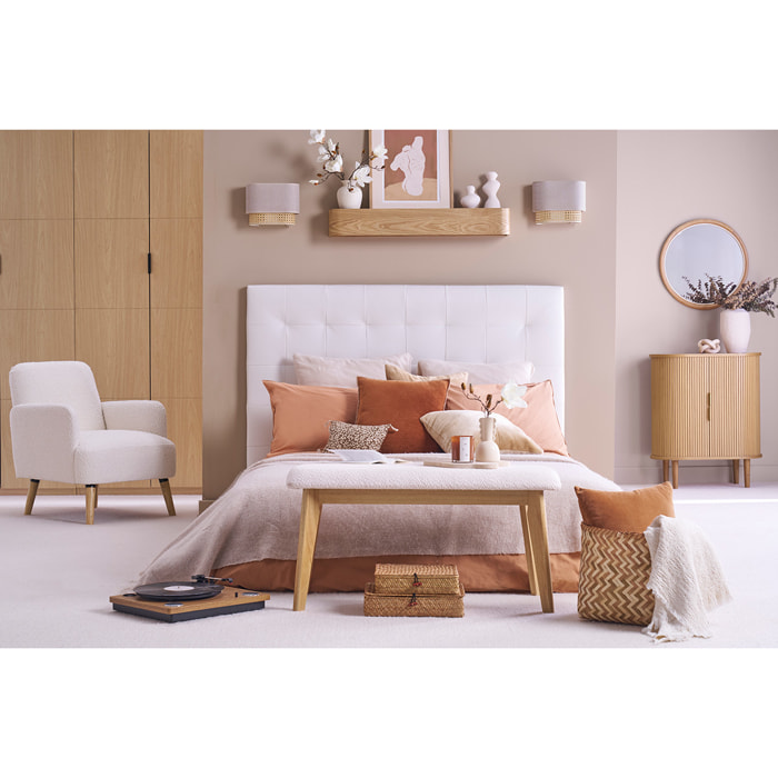 Tête de lit capitonnée blanc cassé 160 cm HALCIONA