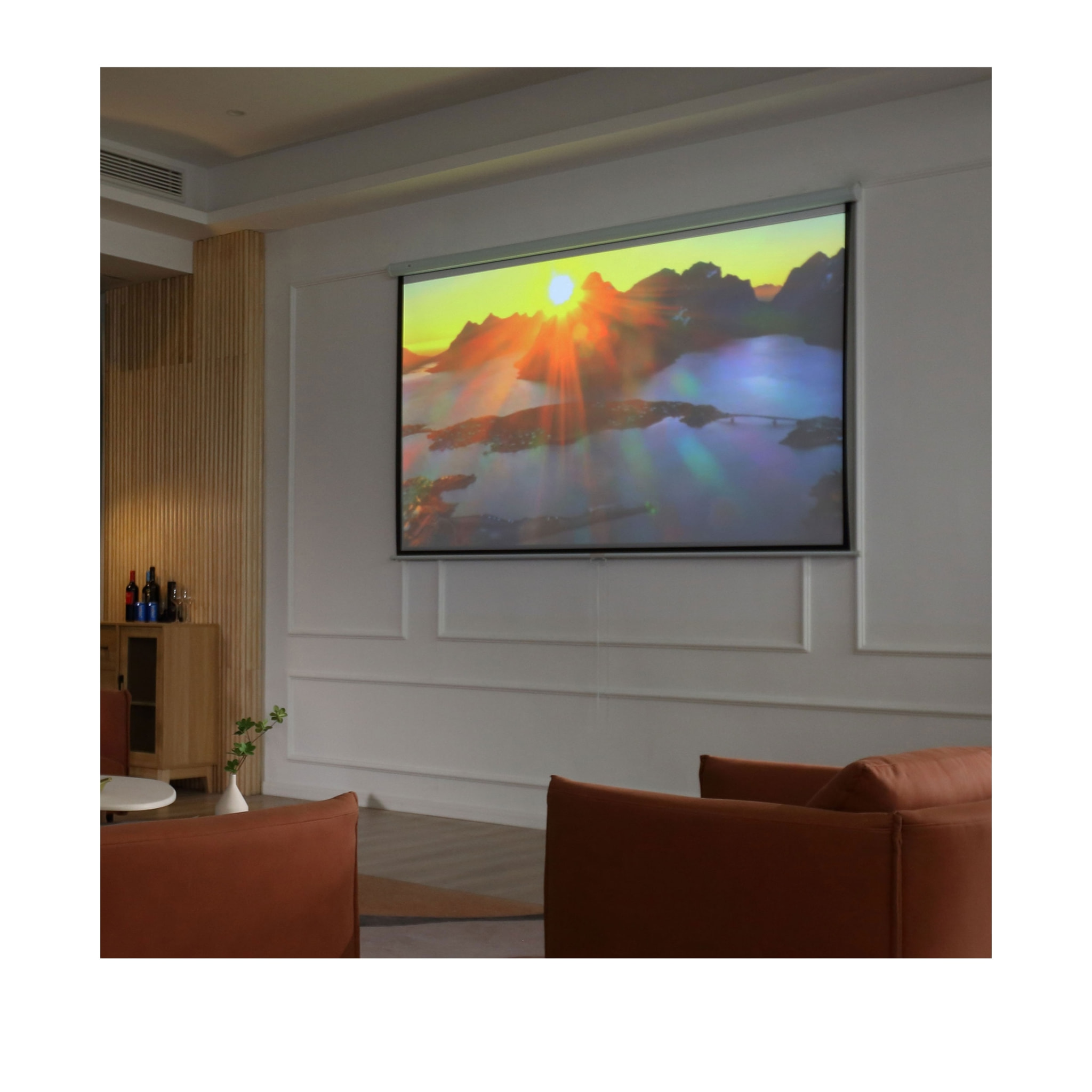 Écran de projection home-cinéma manuel format 4:3 120 pouces 4K HD blanc