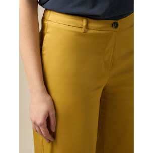 Oltre - Pantalón cropped con doblez - Amarillo