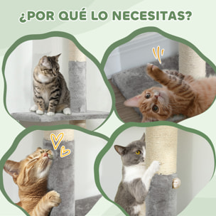 Árbol para Gatos de Suelo a Techo 225-275 cm Árbol Rascador para Gatos Torre para Gatos con Múltiples Plataformas Sistema de Antivuelco Gris Claro