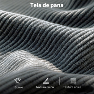 Sofá de 3 Plazas, Sofá de Salón Moderno, 188x80x86 cm, Tapizado en Pana, Acolchado Grueso de Muelles, Asiento Ancho, Reposabrazos, Fácil Montaje, 2 Almohadas, Gris Oscuro