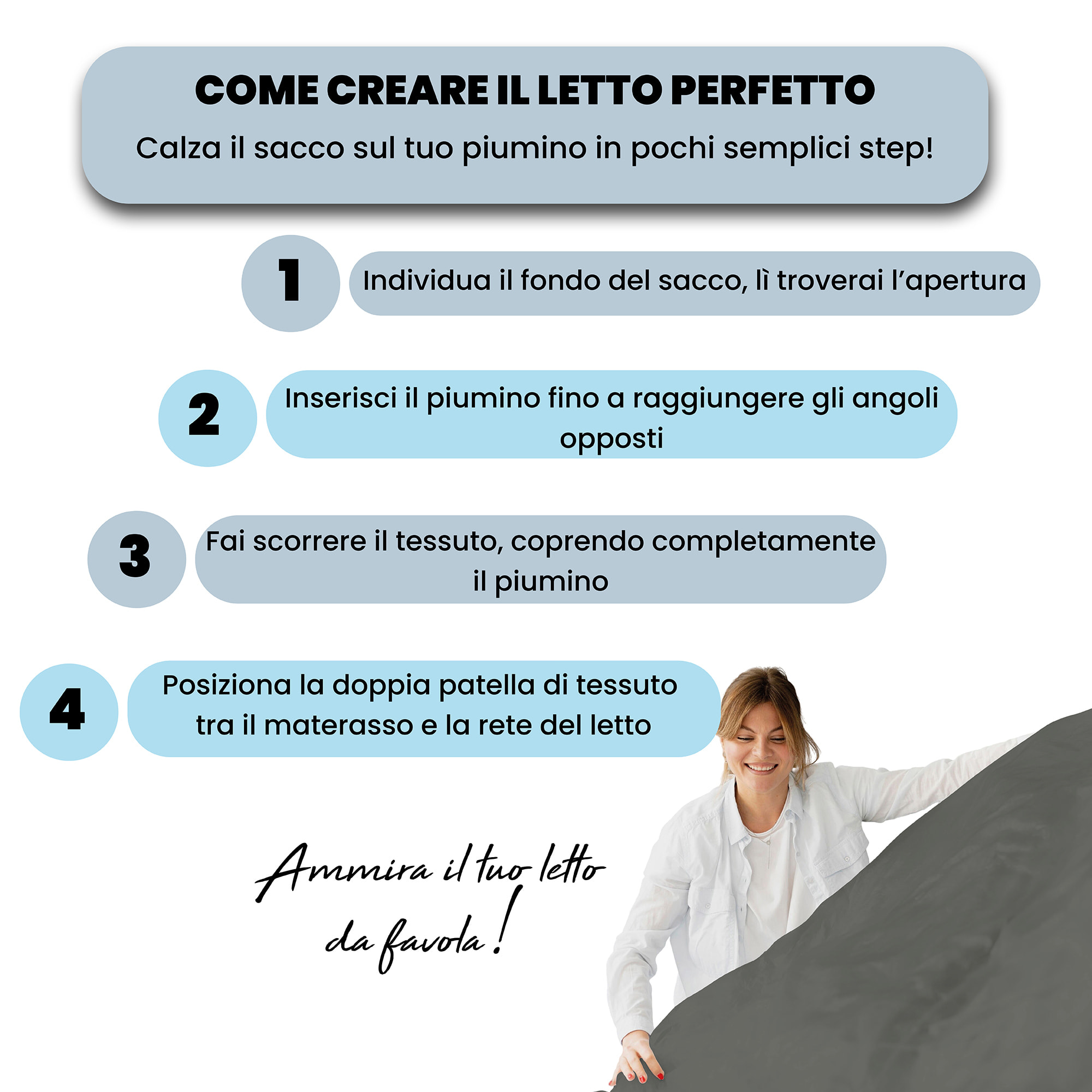 PARURE COPRIPIUMINO RASO CLOE, 100% Raso di Cotone, Made in Italy - FUMO