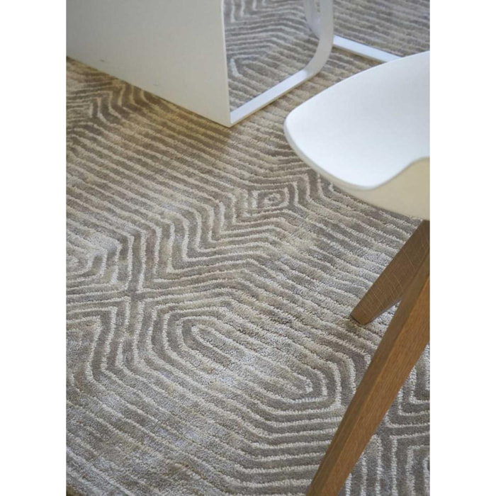 Tapis salon et chambre fait main en viscose motif faux uni VAUL