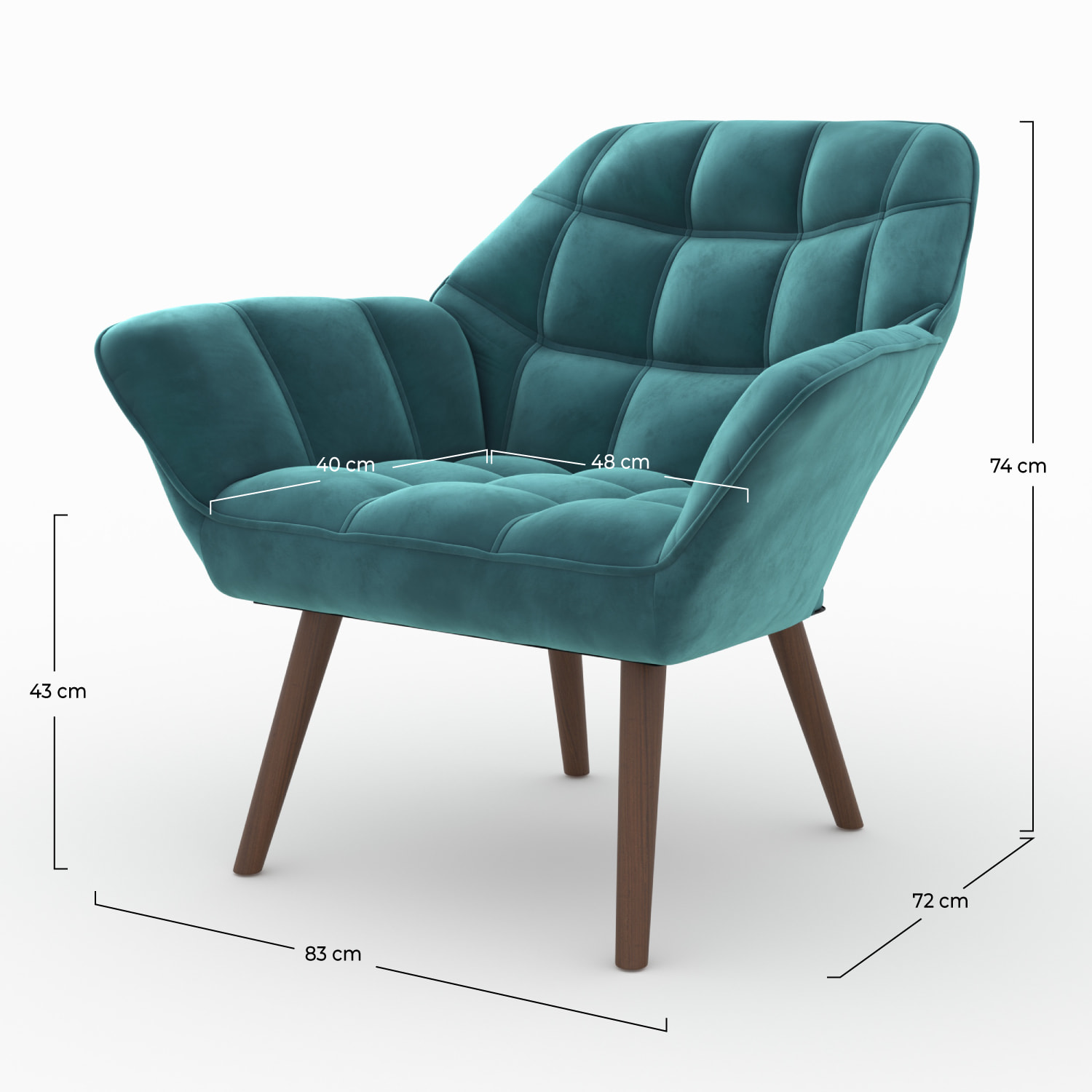 Fauteuil en velours bleu canard - Simba