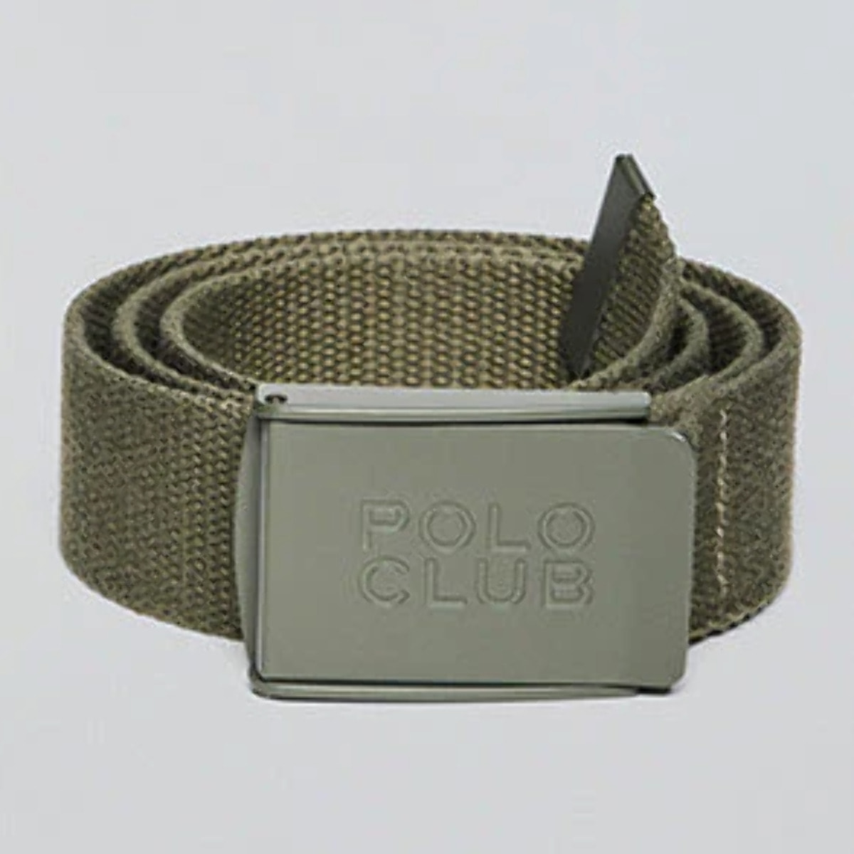 Cintura Brahim in tela kaki con fibbia logo