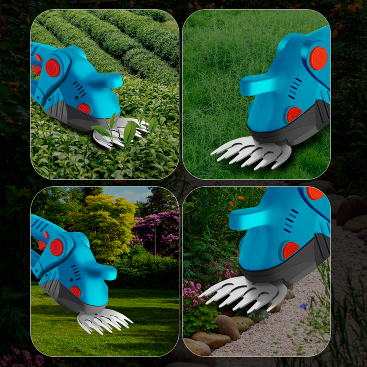 Recortadora de setos eléctrica 21V con 1350 rpm, 15000mAh y mango alargado de 1.5m.