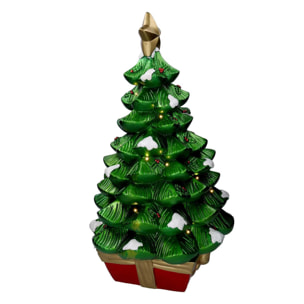 Albero in resina innevato verde con led cm36x36h67