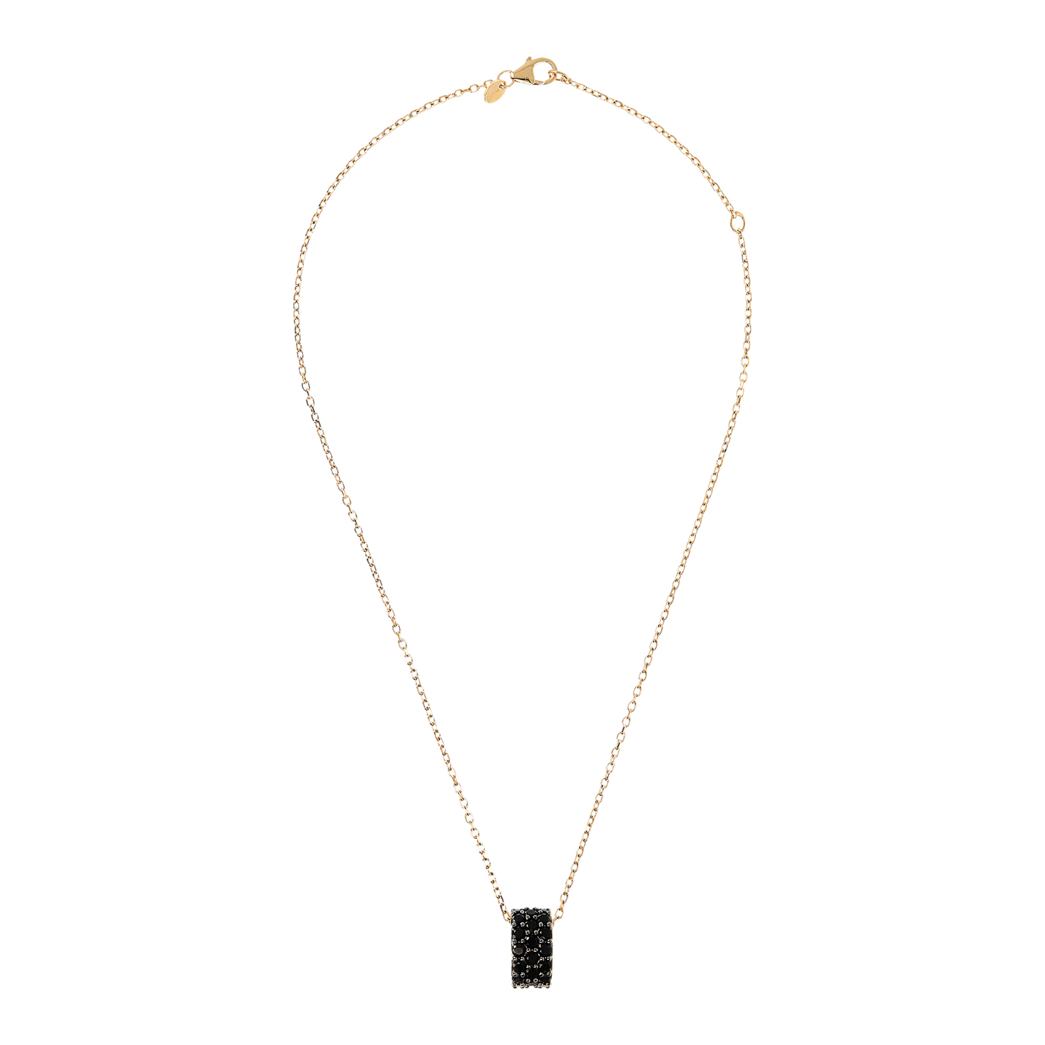 Collana Golden Catena Forzatina con Pendente in Pavé di Spinello Nero