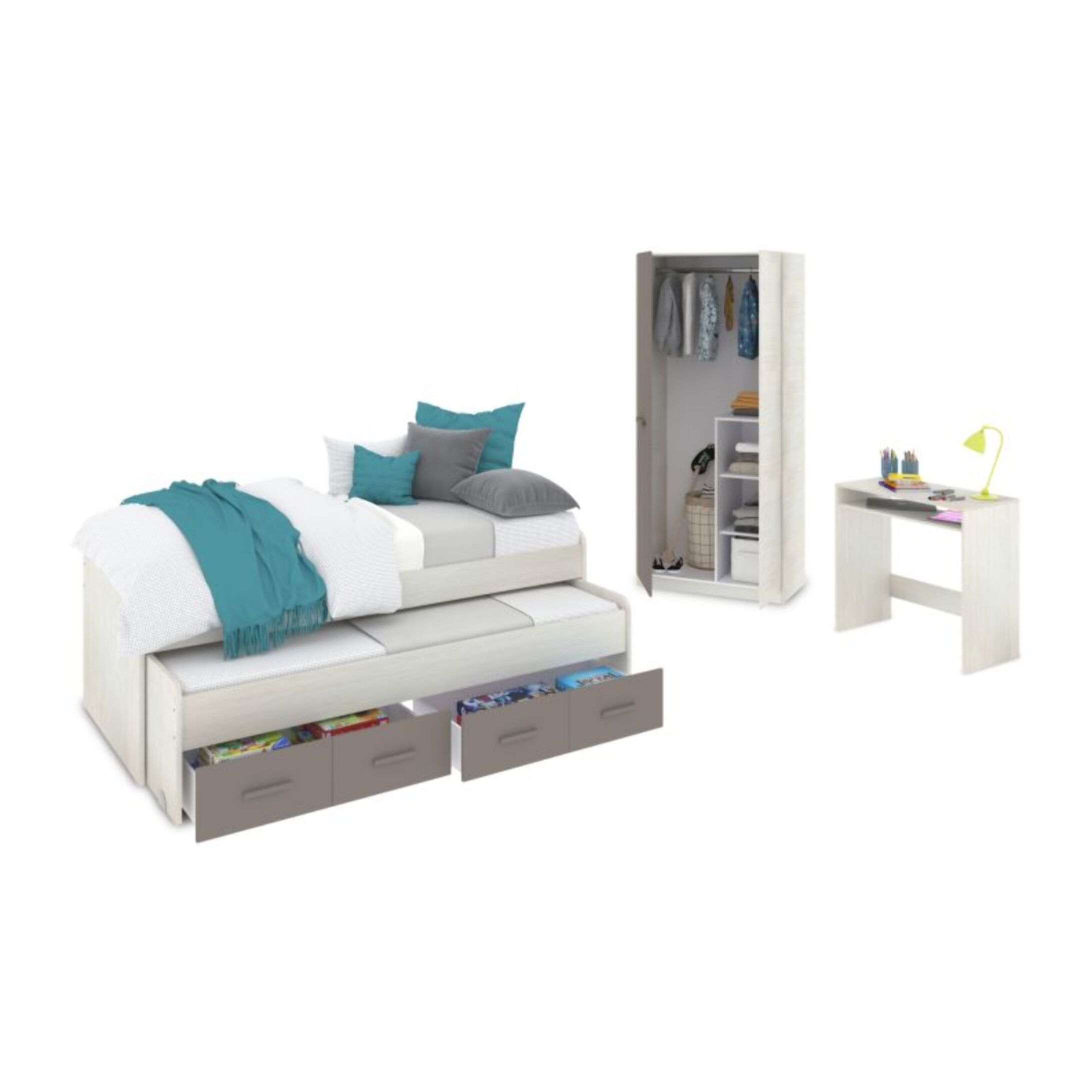 Dormitorio juvenil Axim Max Blanco Alpes - Basalto