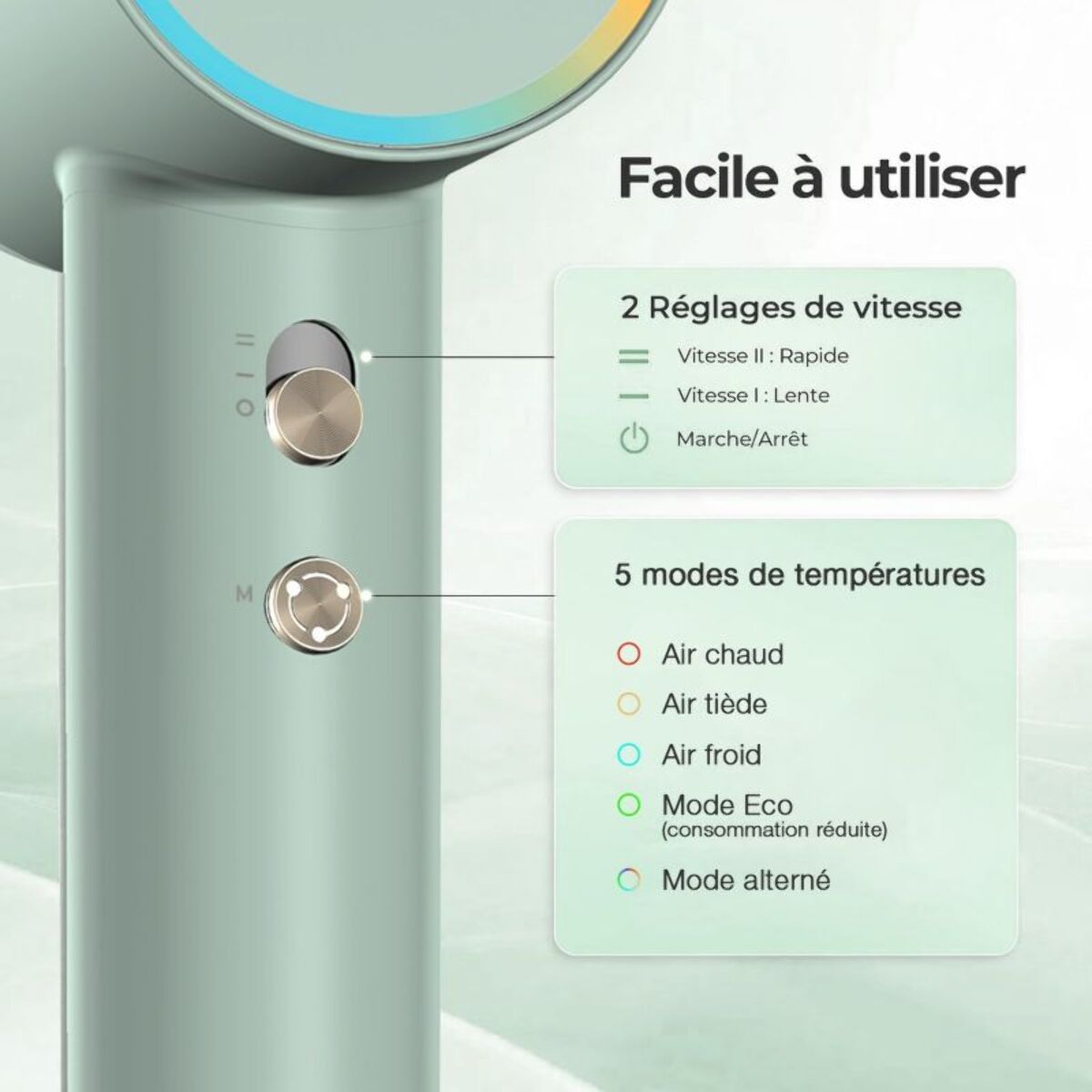 Sèche cheveux ESSENTIELB EHD Innodry Jade