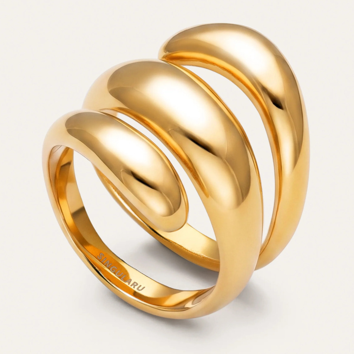 Anillo Bucle Acero Baño Oro