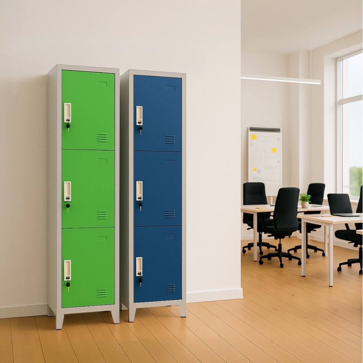 Armadietto metallico 3 ante blu