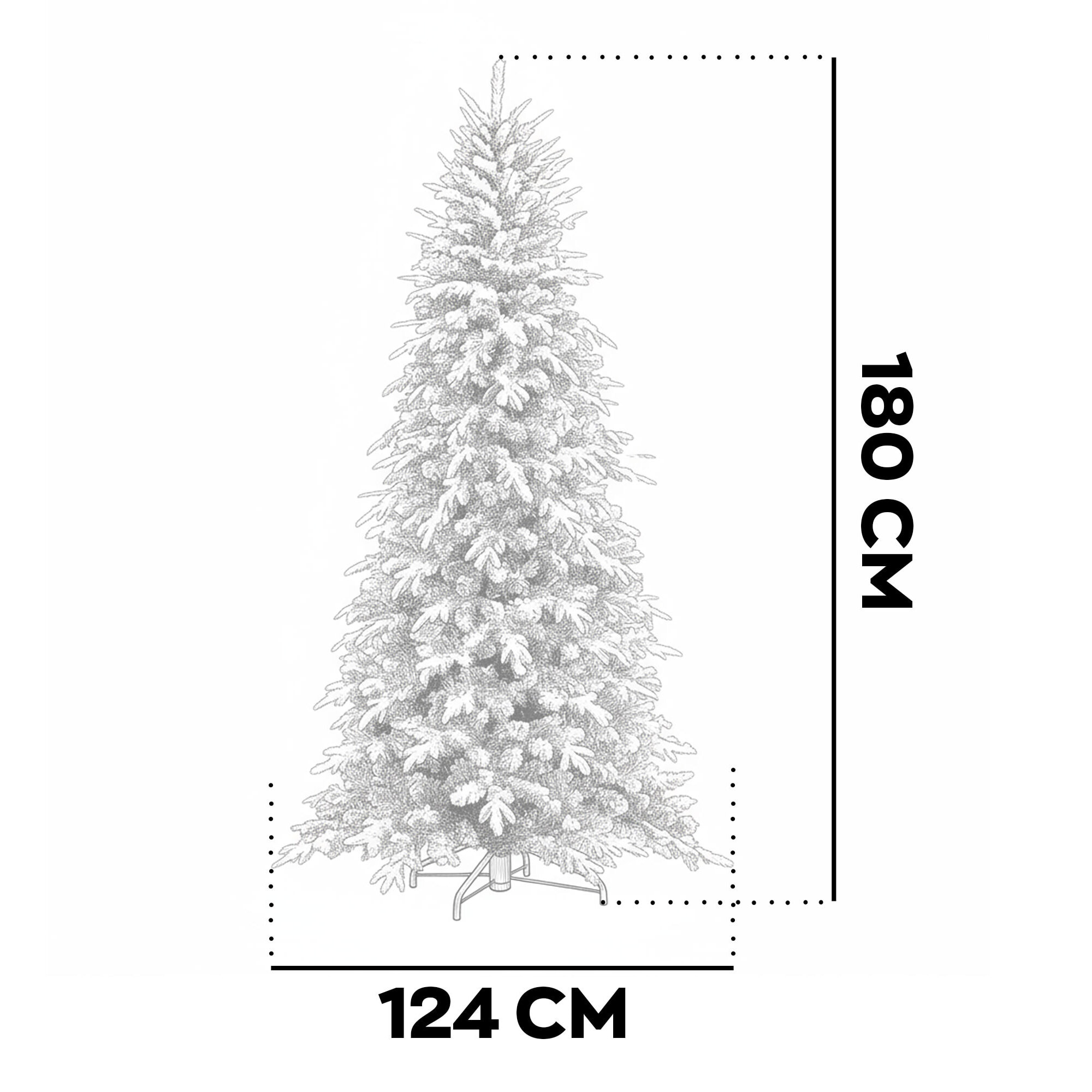 Artik - Albero di Natale Innevato in PE e PVC Ø124x180H cm, 1366 Punte