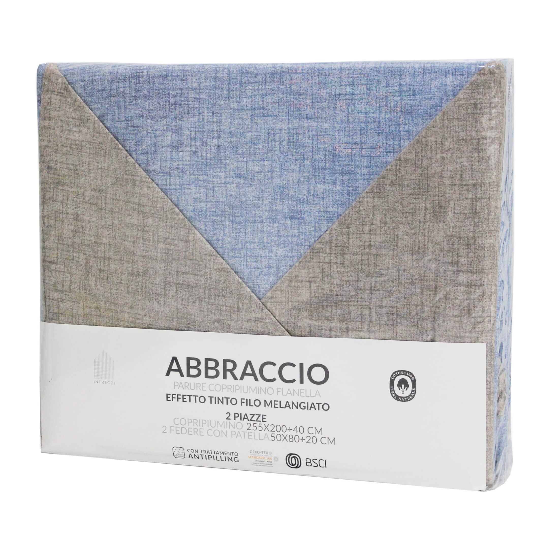 Intrecci - Set Copripiumino, 100% Flanella di Cotone, Morbido e Caldo, Sacco Copripiumino 1 Federa/e, Effetto Tinto in Filo, Double Face, Singolo
