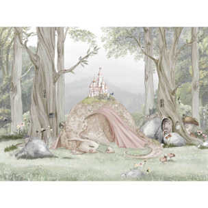 Papier peint chambre garçon La Forêt Enchantée du Dragon Intissé