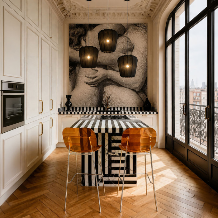 Lot de 2 chaises de bar en résine acrylique et métal ambre GLAM