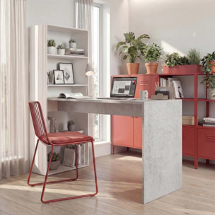 Mesa de escritorio con estantería en blanco artik y gris cemento 120x50 cm Cosmic Blanco Artik (Blanco Mate) - Gris Cemento