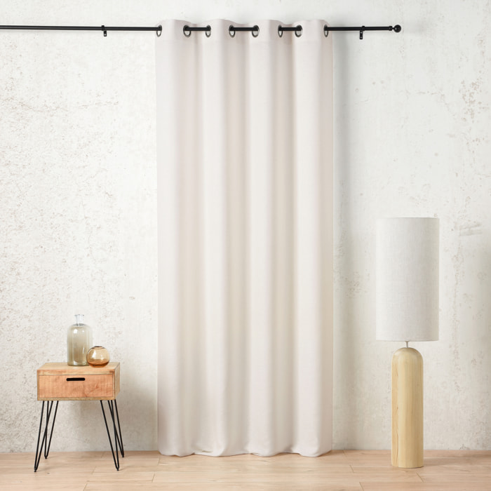 Rideau tamisant à œillets polylin satin - Blanc