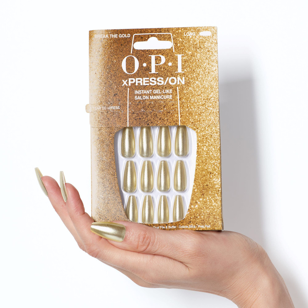 xPRESS-ON - Break the Gold - Faux ongles réutilisables, effet gel - OPI