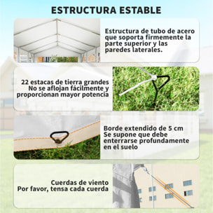 Carpa para Fiesta 4x8 m, Carpa de Jardín con Estructura de Acero Galvanizado, Paredes Laterales Extraíbles, Puerta con Cremallera y Ventanas, UPF50+, Cenador Gazabo para Boda, Eventos, Blanco