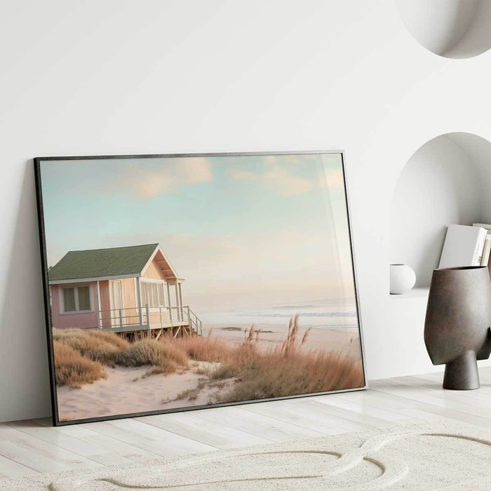 Affiche mer et plage Cabane rose Affiche seule