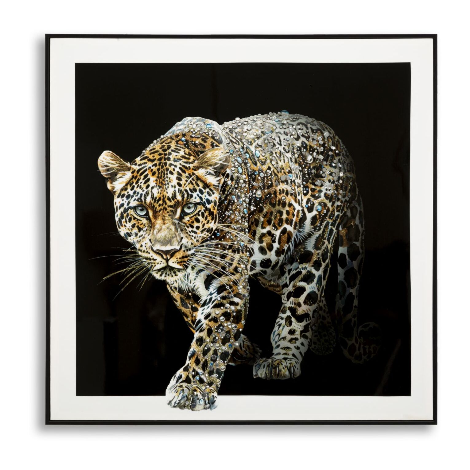 DIPINTO SU TELA LACCATO GIAGUARO C/CORNICE -B- CM 82X4X82