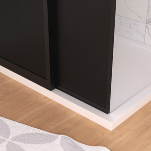 Paroi de Douche Fixe avec Volet Pivotant 80+40 x 200 cm - Finition Noir Mat et Verre Trempé