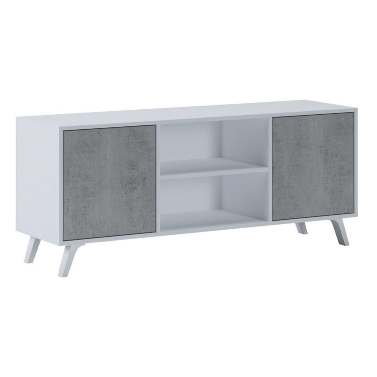 Mueble TV Wind 140 Blanco mate - Gris cemento