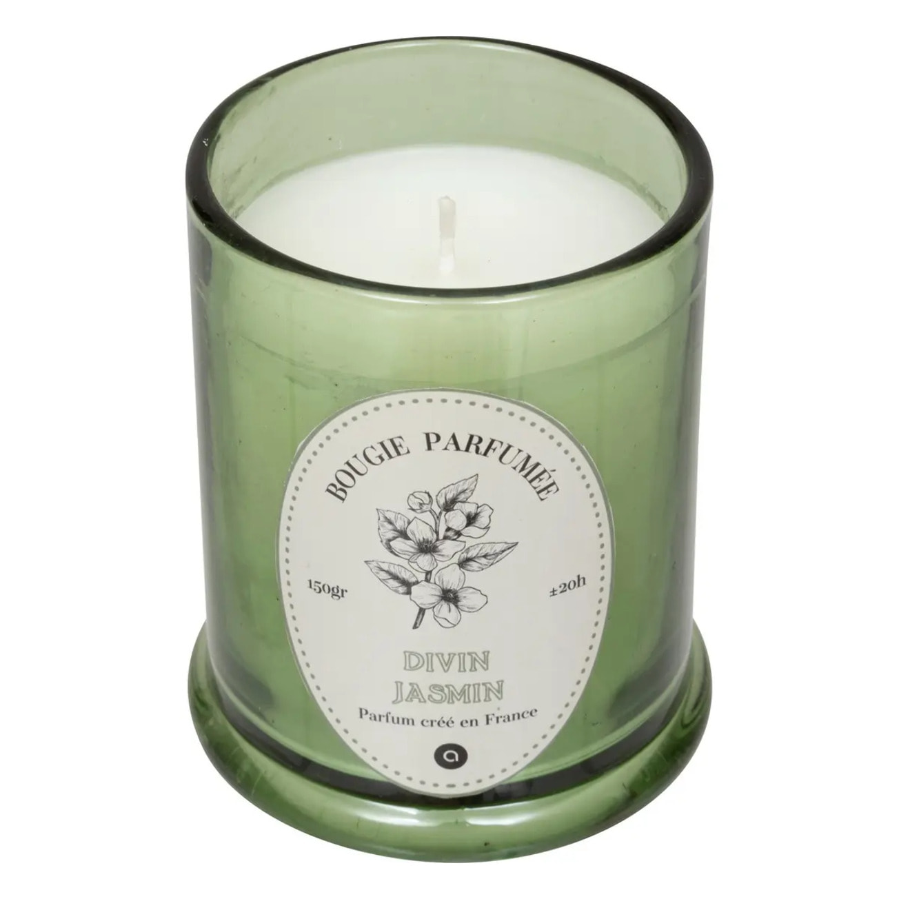Bougie parfumée Hapo 150g pot en verre avec couvercle jasmin