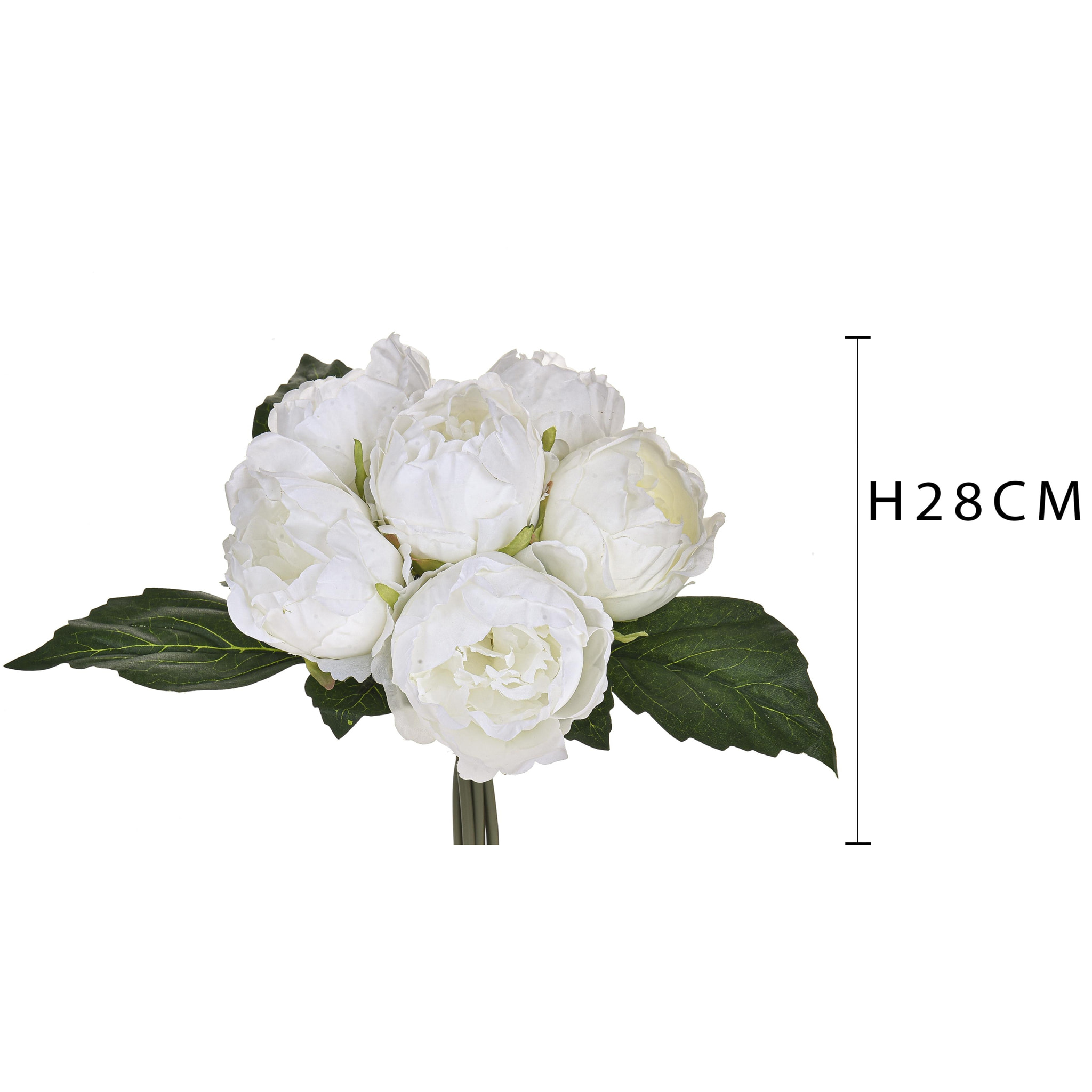 Mazzo Di Peonie Con 6 Fiori. Altezza 28 Cm - Pezzi 6 - 15X28X15cm - Colore: Bianco - Bianchi Dino - Fiori Artificiali