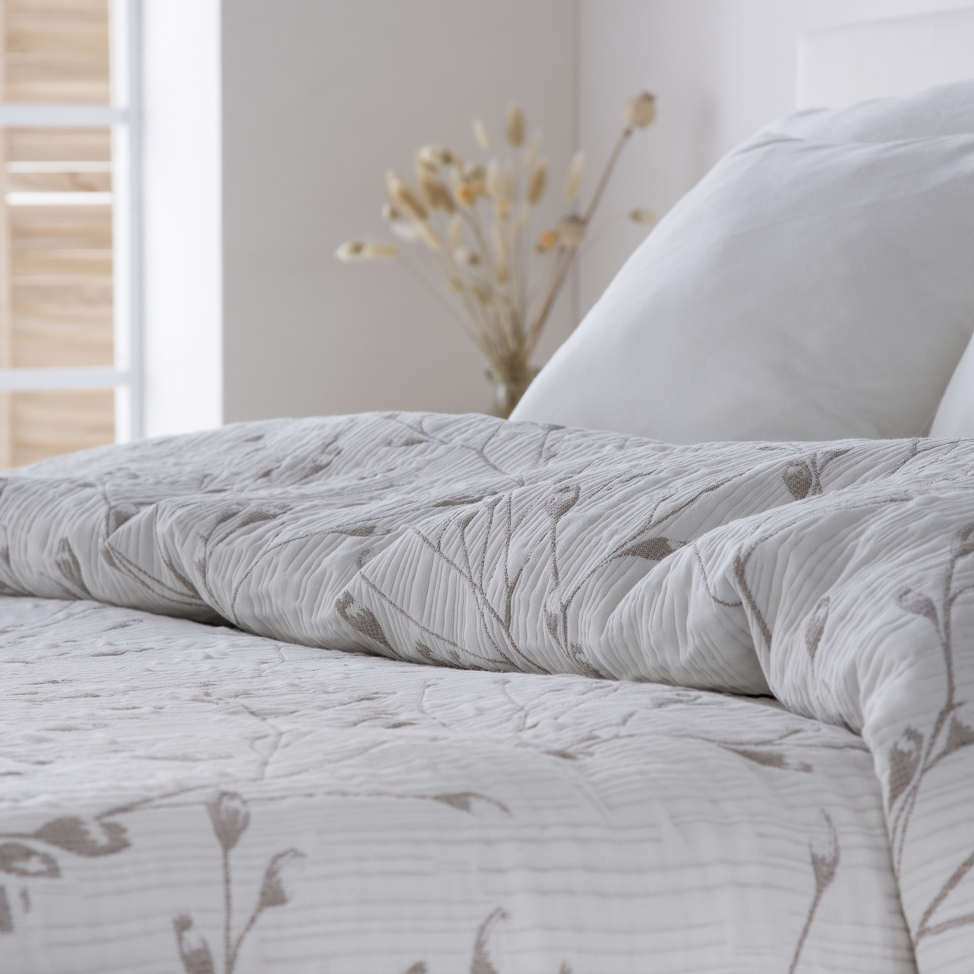 Colcha Jacquard algodón Tuvalu Taupe