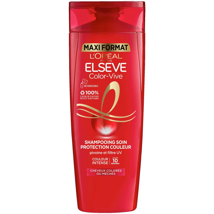 Lot de 6 - Shampooing Soin Cheveux Colorés Maxi Format Color-Vive Elsève 500ml